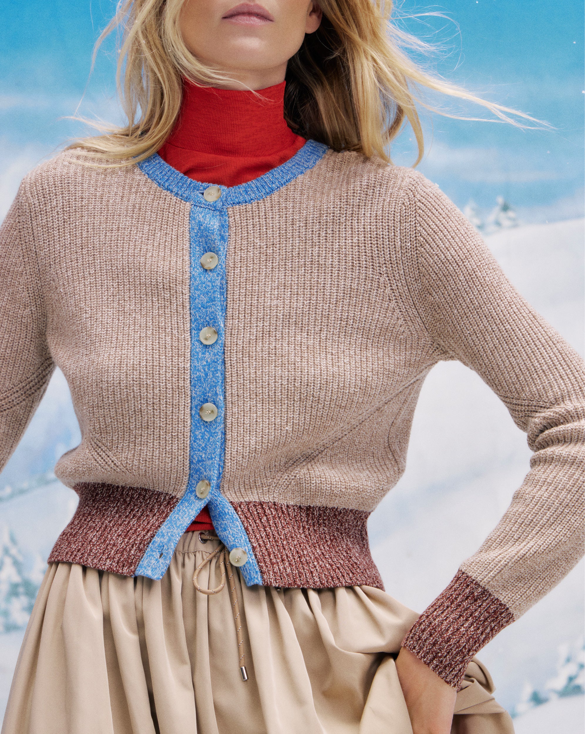 Veronica Beard Ibra Merino Wool-Blend Cardigan - Oatmeal Multi