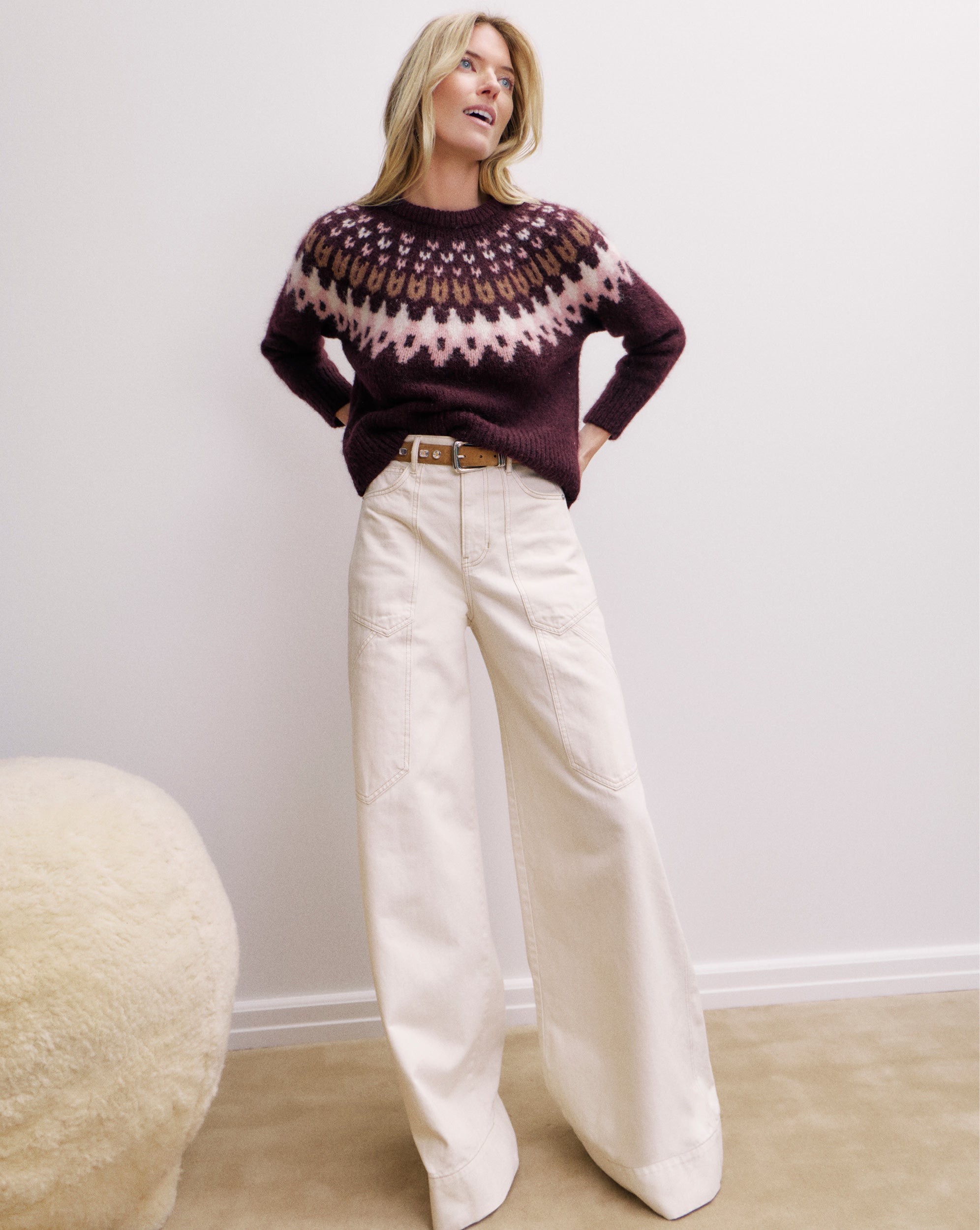 Veronica Beard Freddy Wide-Leg Cargo Jean - Ecru