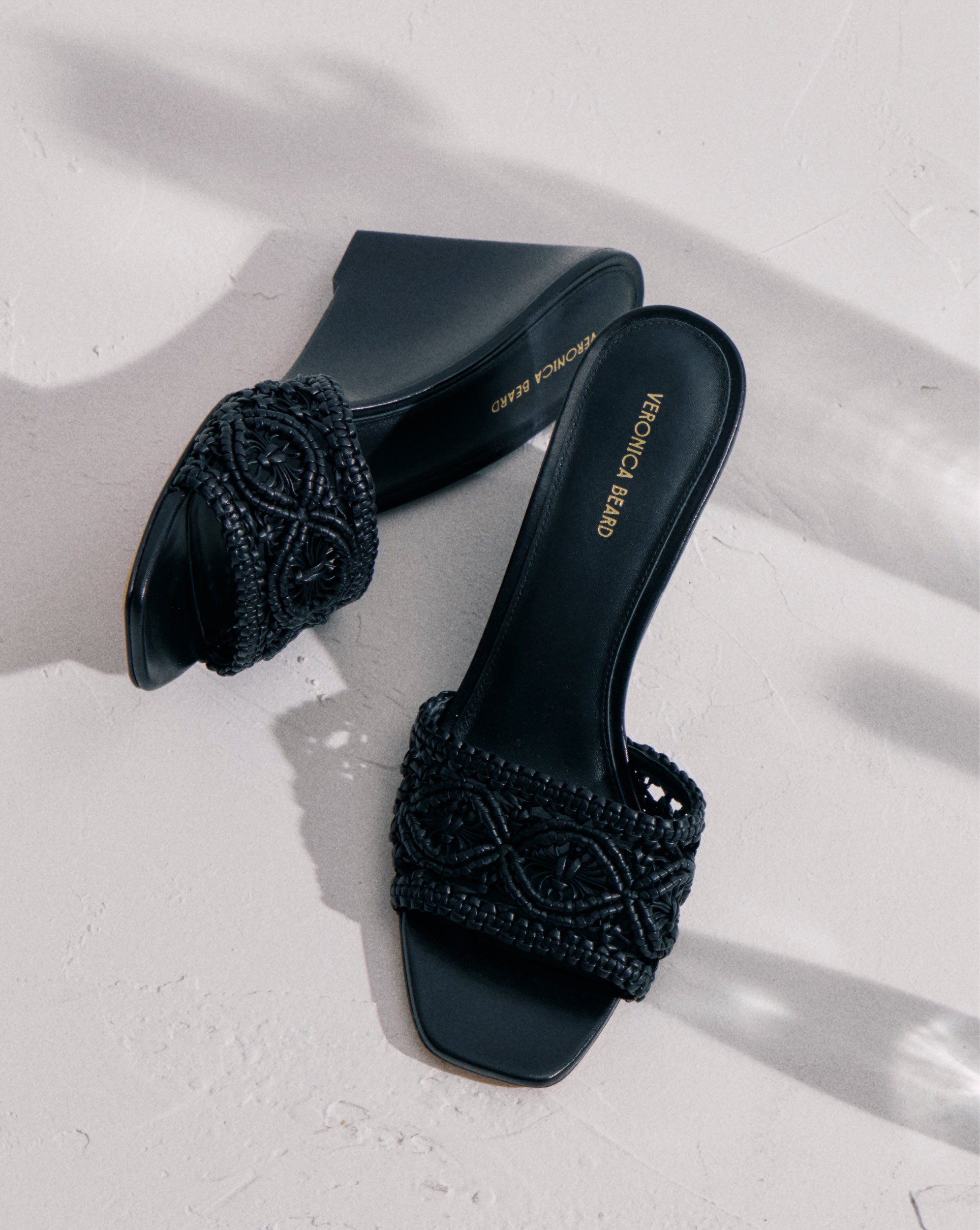 Veronica Beard Ellen Macrame Wedge Sandal - Black