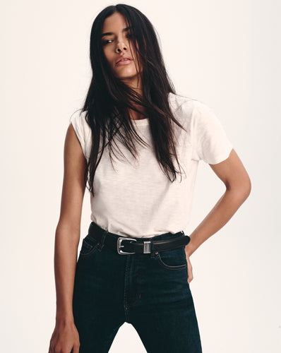 Veronica Beard Carla Cotton Crewneck T-Shirt - Ecru