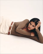 Veronica Beard Drexler Ribbed Henley Top - Lichen