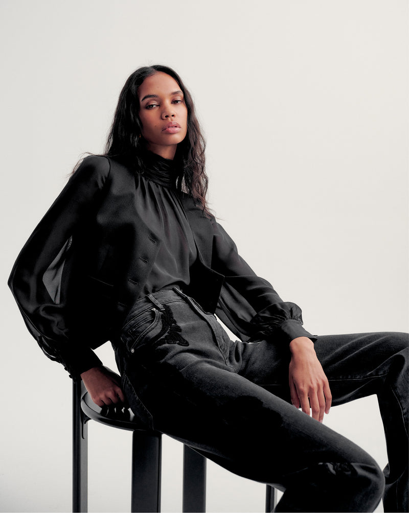 Veronica Beard Alyssa Silk Turtleneck Blouse - Black