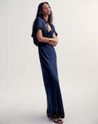 Veronica Beard Muriel Lace-Trim Maxi Dress - Navy