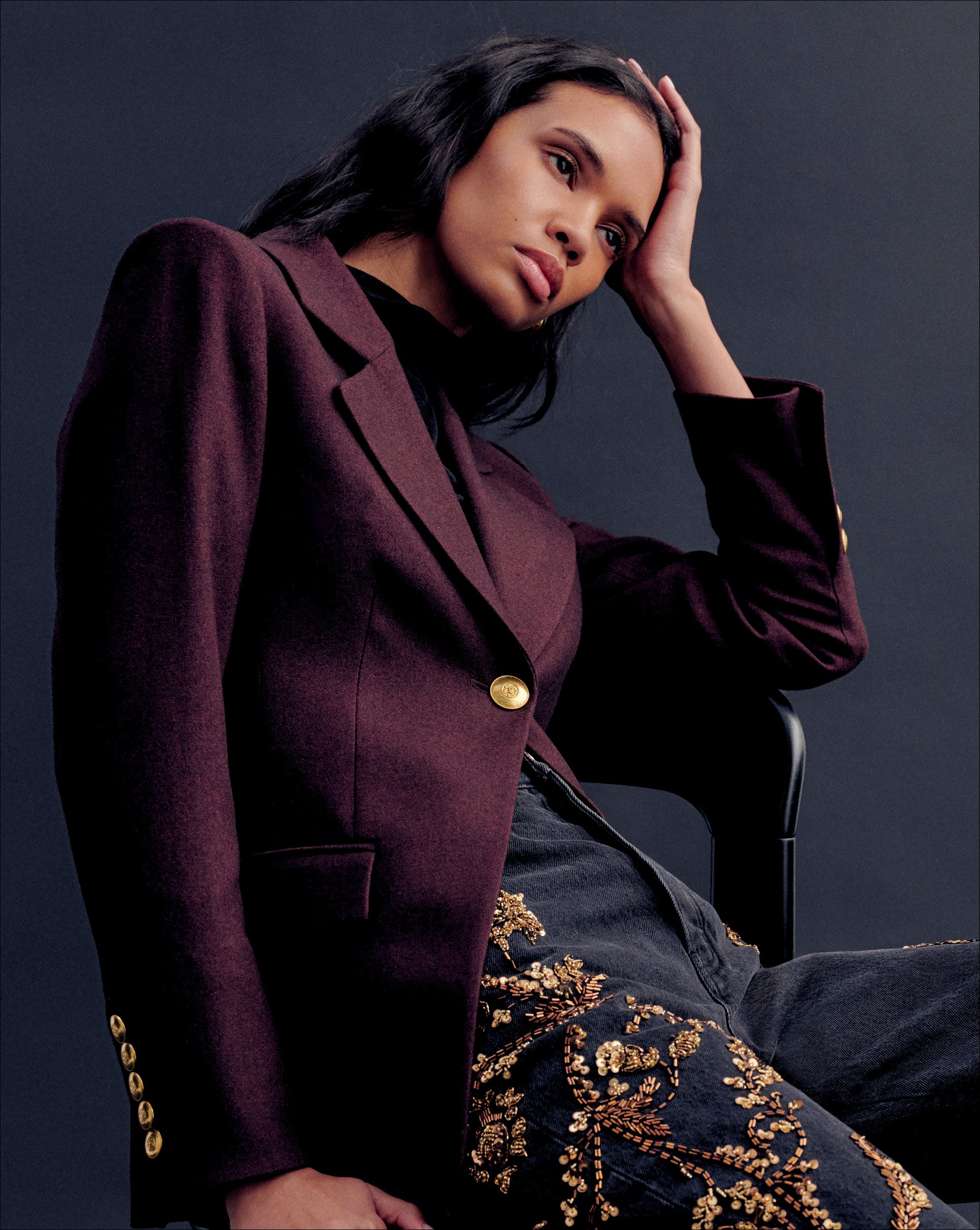 Veronica Beard Kessler Wool-Blend Dickey Jacket - Dark Currant Melange