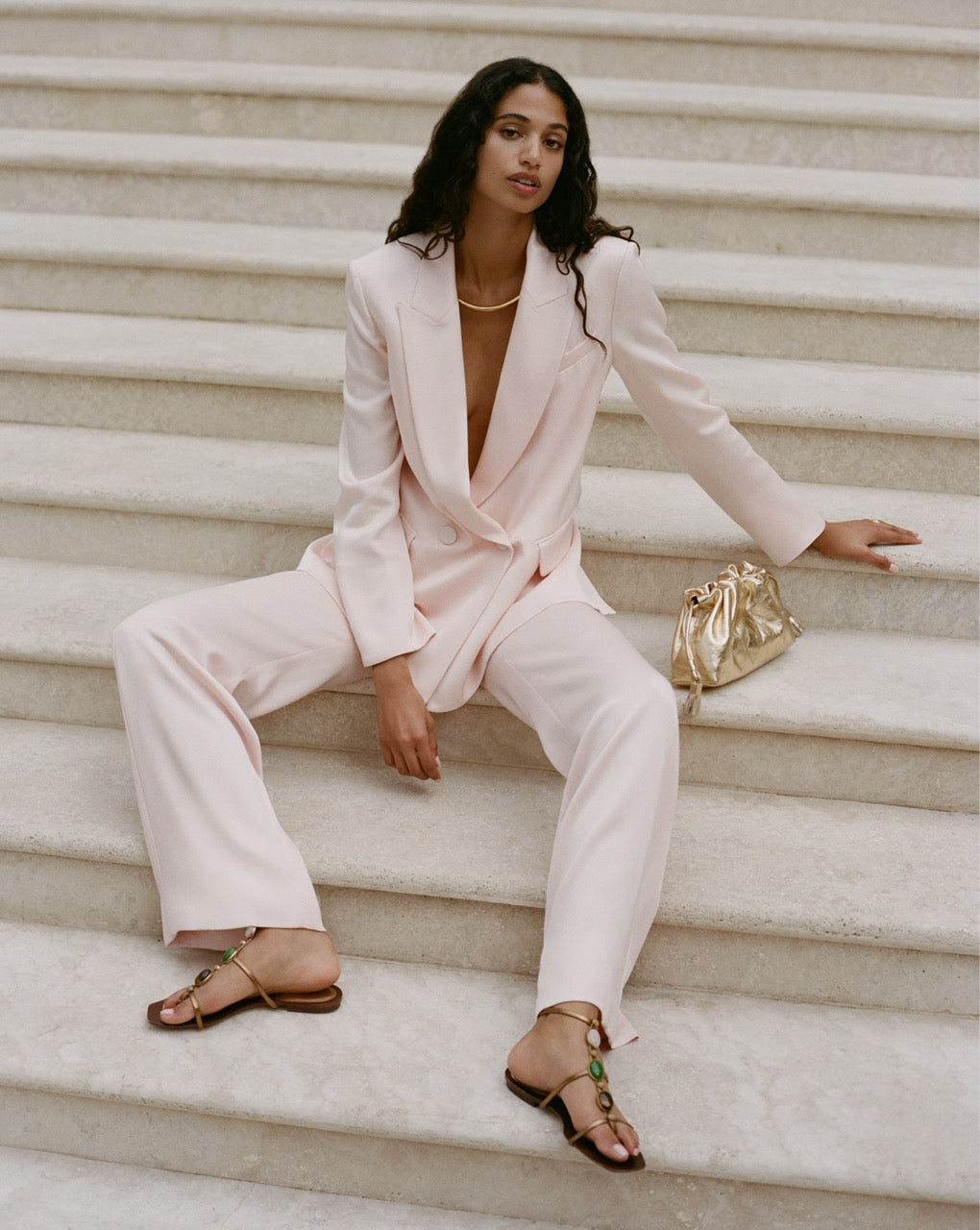 Veronica Beard Ronin Wide-Leg Pant - Pink Shell