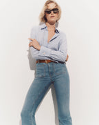 Veronica Beard Amelia Striped Button-Down Shirt - Blue Jay/White