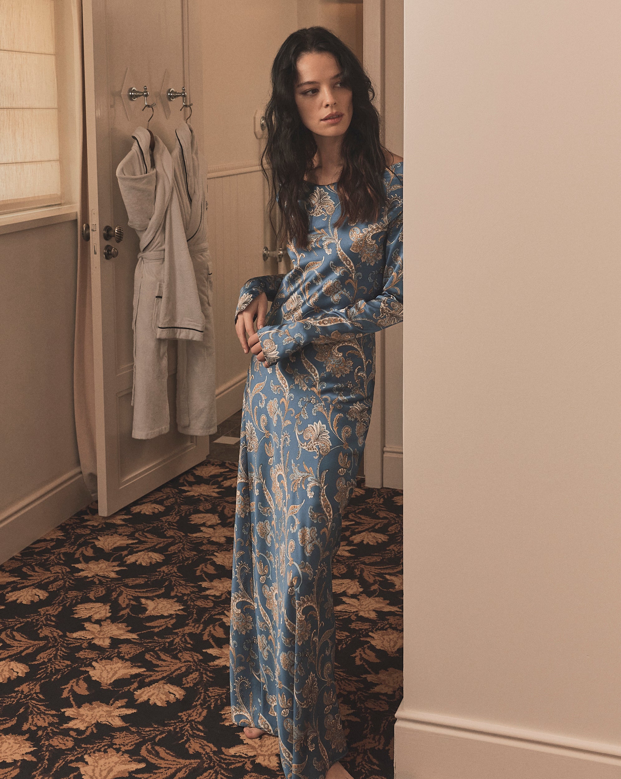 Veronica Beard Ember Silk-Blend Maxi Dress - Blue Coast Multi