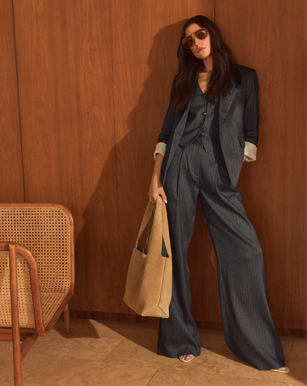 Veronica Beard Obie Pinstripe Dickey Jacket - Blue/Dove White
