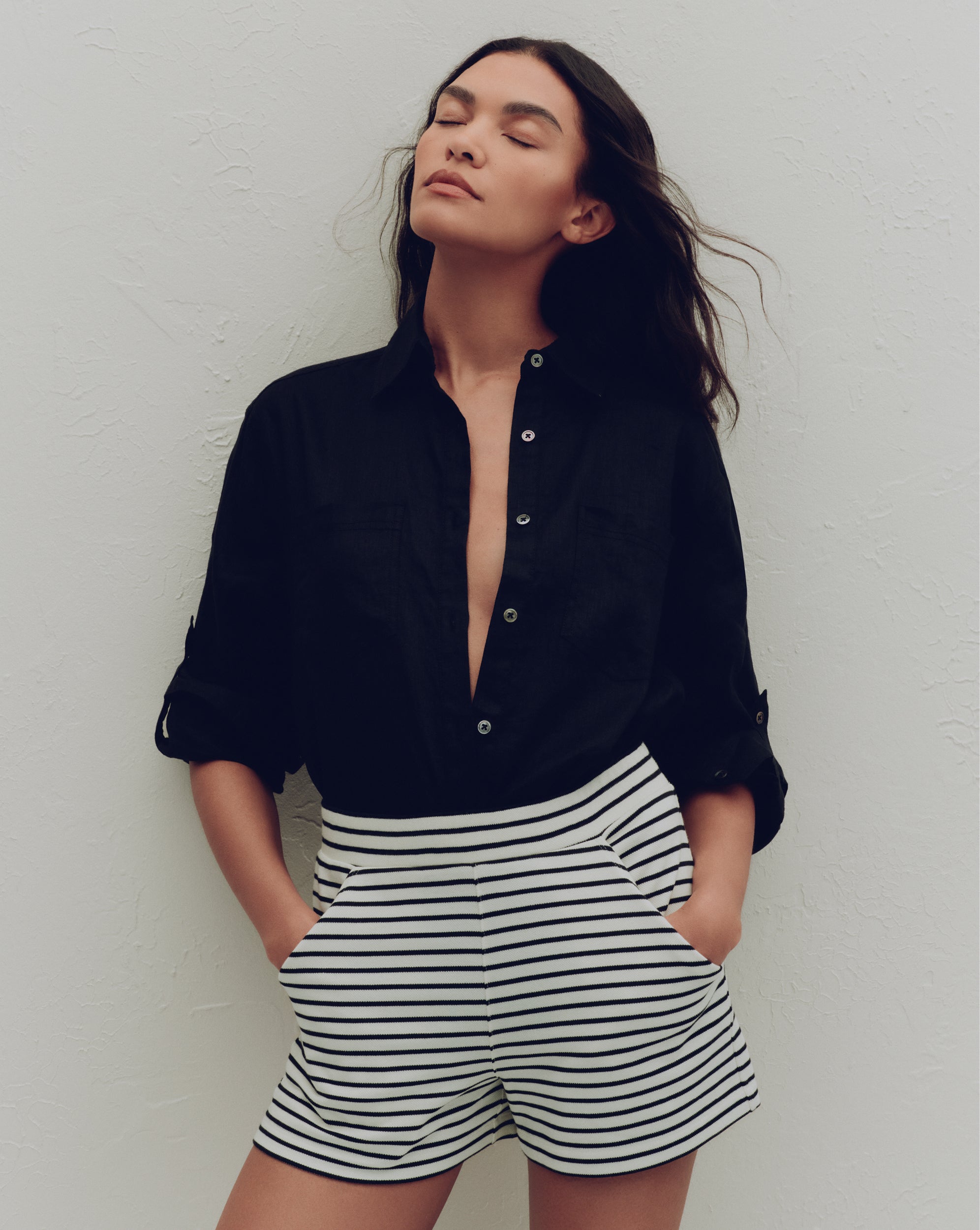 Veronica Beard Gil Linen Shirt - Black