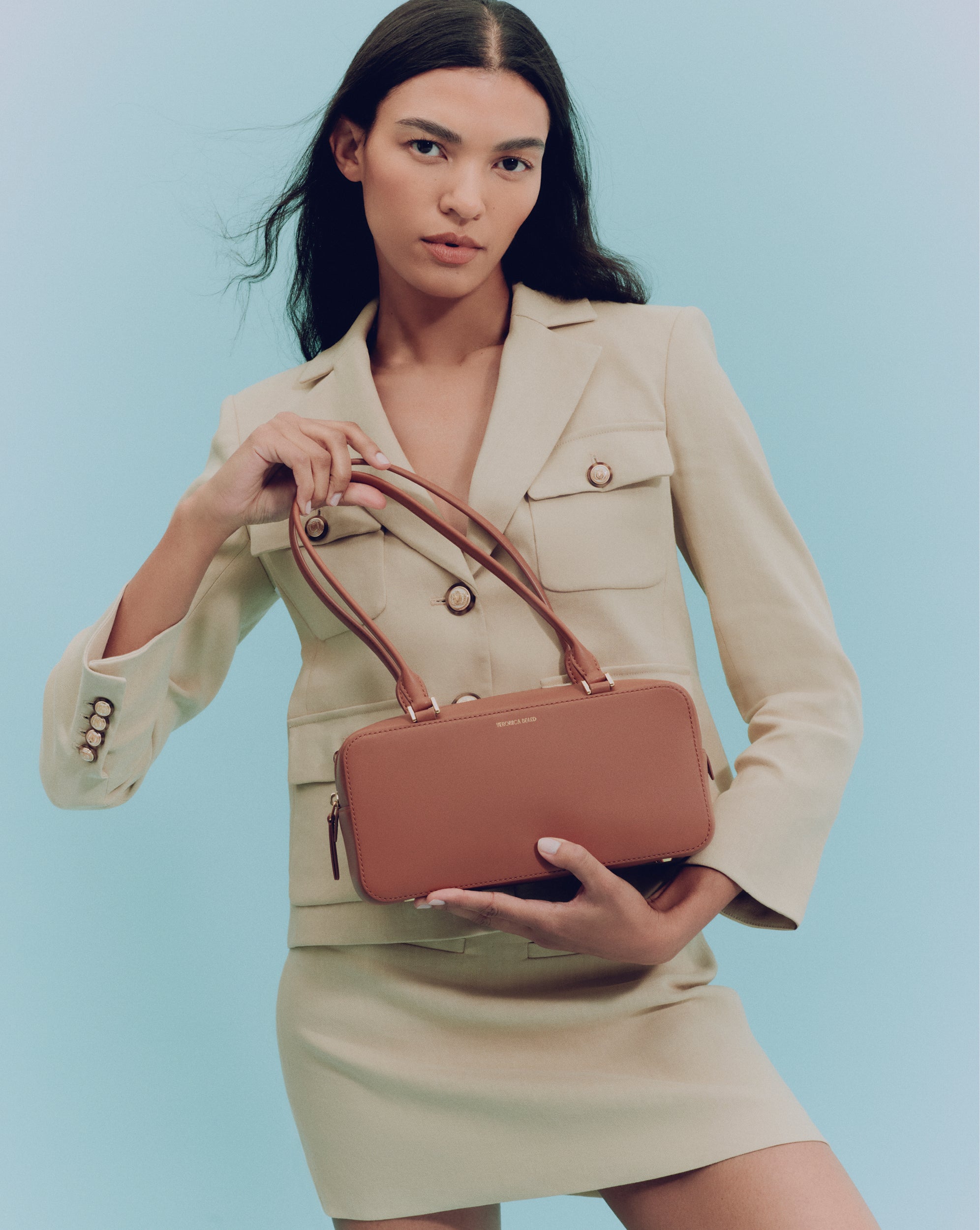Veronica Beard Alvara Stretch-Linen Skort - Stone Khaki