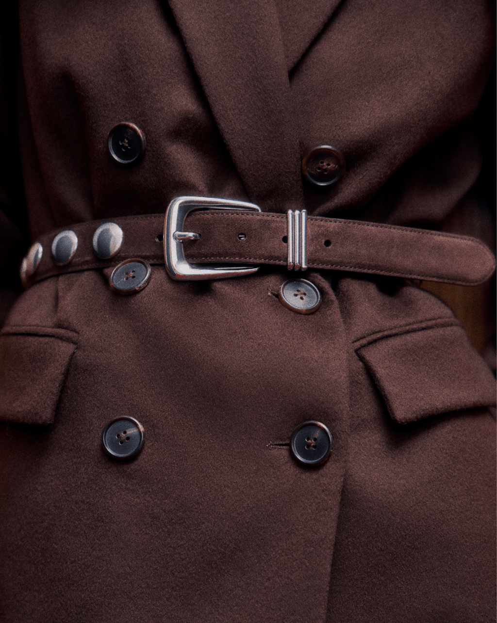Veronica Beard Arch Suede Studded Belt - Espresso