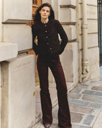 Veronica Beard Crosbie Coated Slim Wide-Leg Jean - Raisin