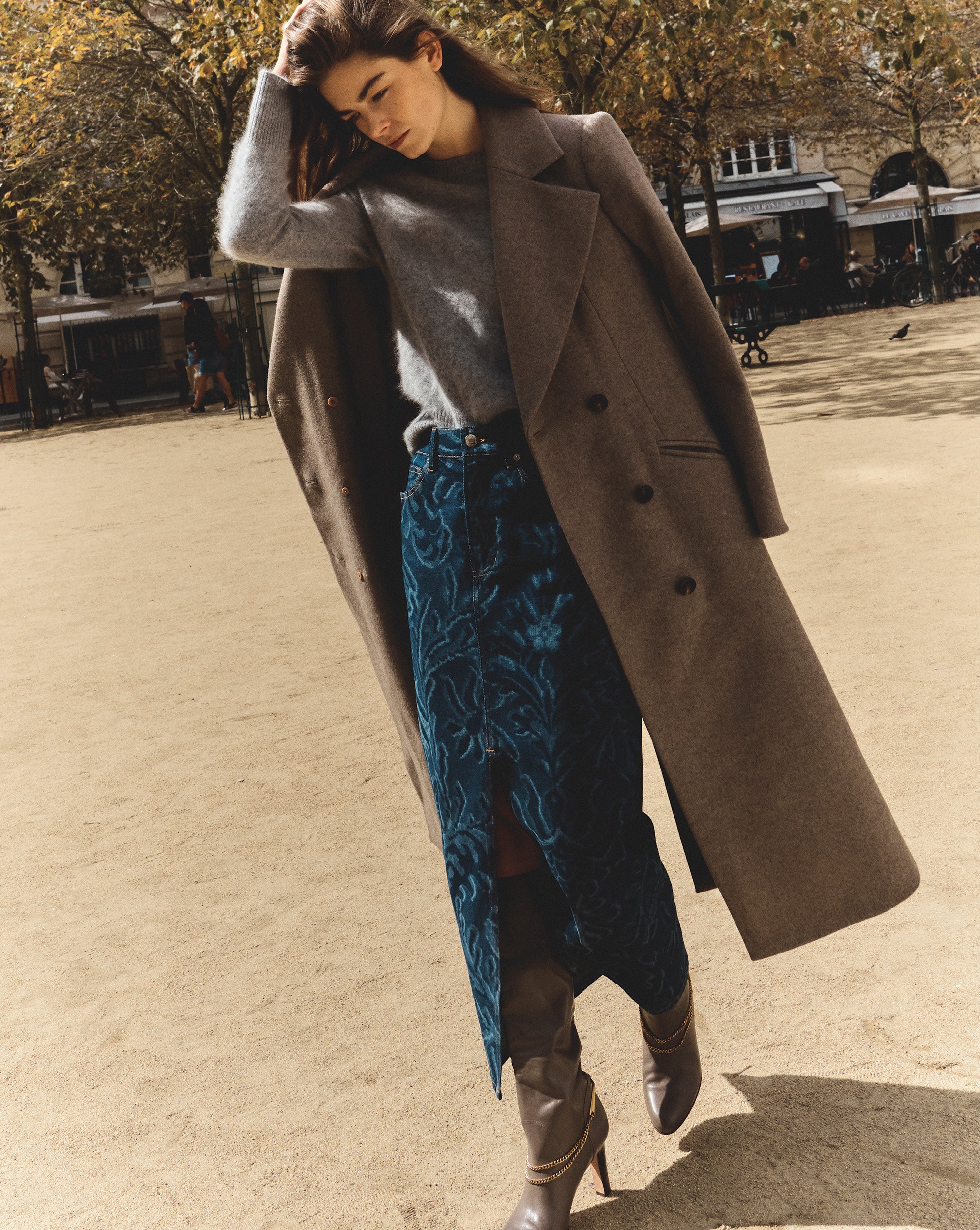 Veronica Beard Devorah Denim Maxi Skirt - Indigo Damask