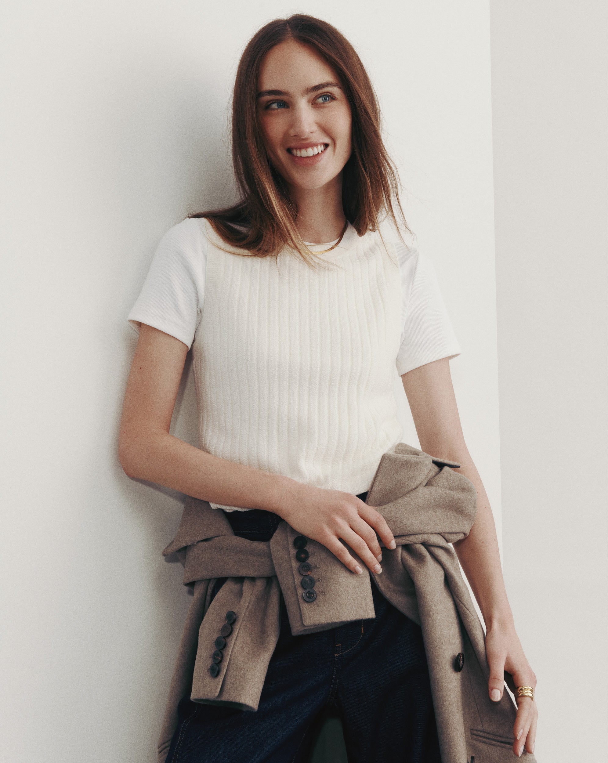 Veronica Beard Jerrel Merino Wool Tank Top - Ivory