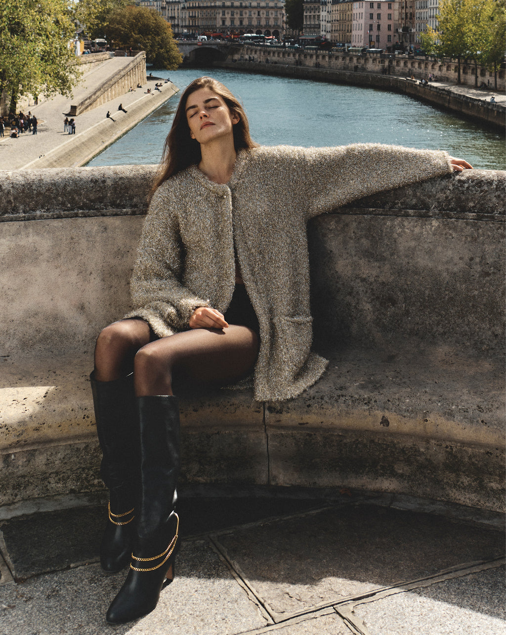 Veronica Beard Rozan Metallic Knit Jacket - Gold
