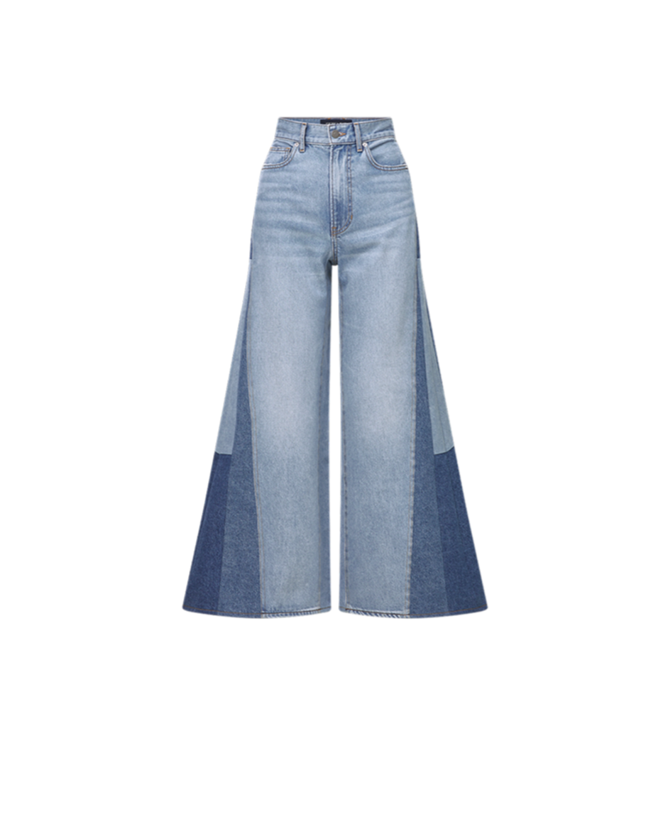 Veronica Beard Vicki Patchwork Wide-Leg Jean - Wanderer Undone