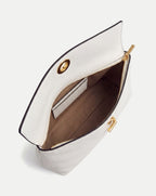 Veronica Beard White pebbled leather shoulder bag with gold hardware.