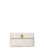 Veronica Beard White leather clutch with gold-tone hardware.