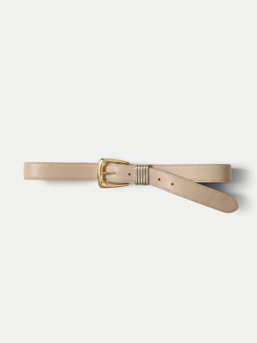 Veronica Beard Arch Leather Belt - Oat