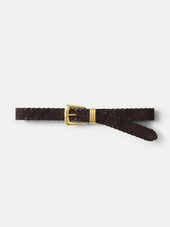 Veronica Beard Arch Suede Whipstitch Belt - Espresso