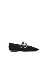 Veronica Beard Bancroft Suede Mary Jane Flat - Black