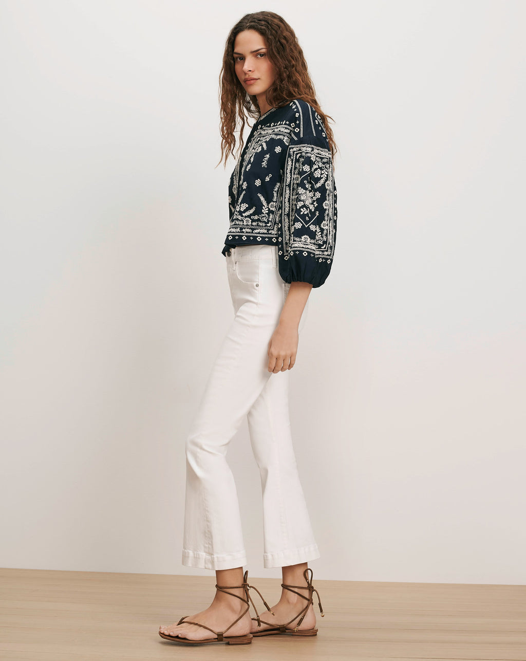 Veronica Beard Carson Kick-Flare Jean - White