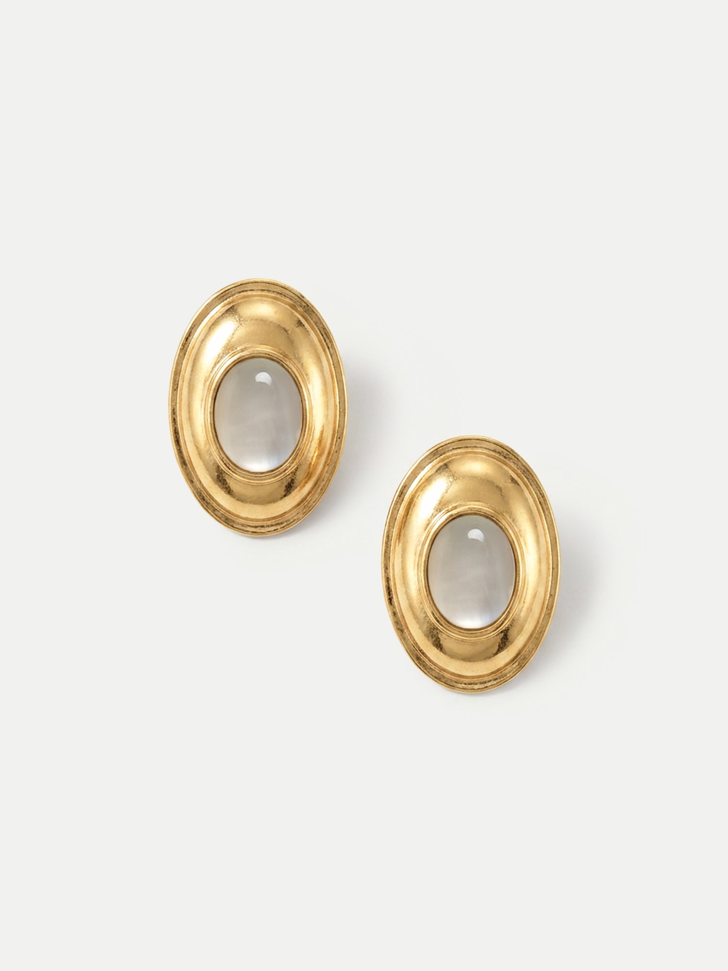 Veronica Beard Gold-toned earrings with a circular, translucent white stone