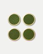 Veronica Beard Croc-Embossed Leather Coaster Set - Green