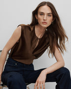 Veronica Beard Sparrow Silk Blouse - Walnut