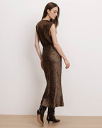 Veronica Beard Clover Paisley Midi Skirt - Walnut Multi