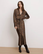 Veronica Beard Clover Paisley Midi Skirt - Walnut Multi