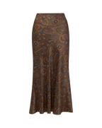 Veronica Beard Clover Paisley Midi Skirt - Walnut Multi