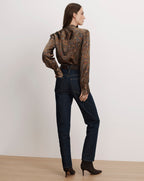 Veronica Beard Francine Tie-Neck Blouse - Walnut Multi