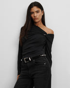 Veronica Beard Lozea Off-the-Shoulder Top - Black