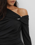 Veronica Beard Lozea Off-the-Shoulder Top - Black