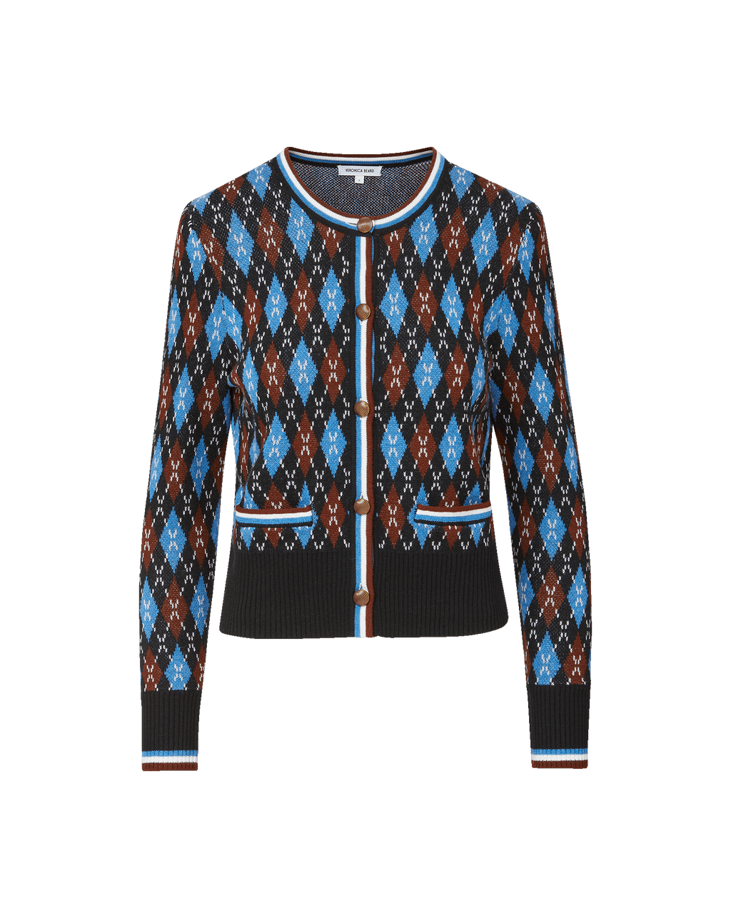 Veronica Beard Sylvane Argyle Cardigan Black Multi