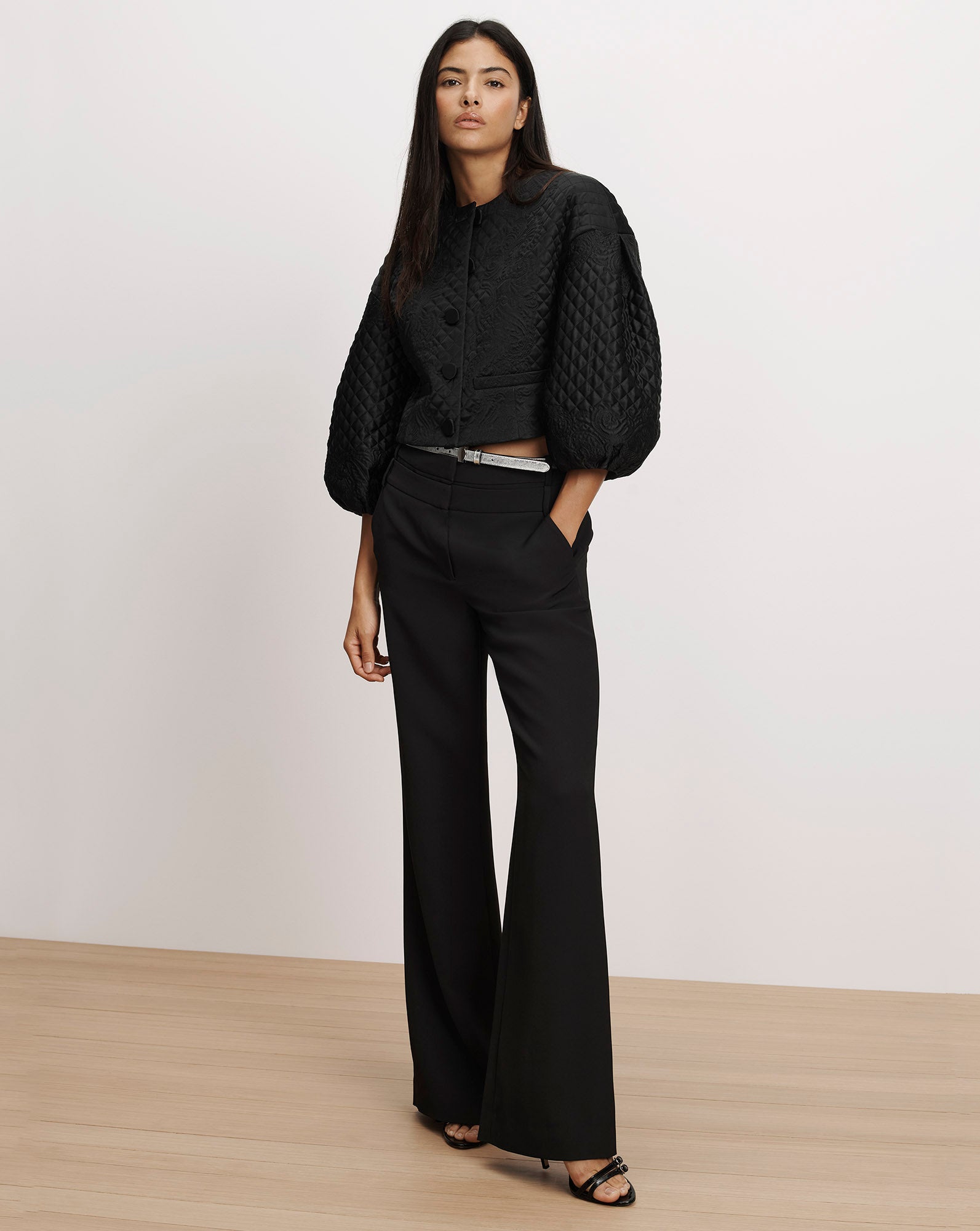 Veronica Beard Tonelli Double-Waistband Pant - Black