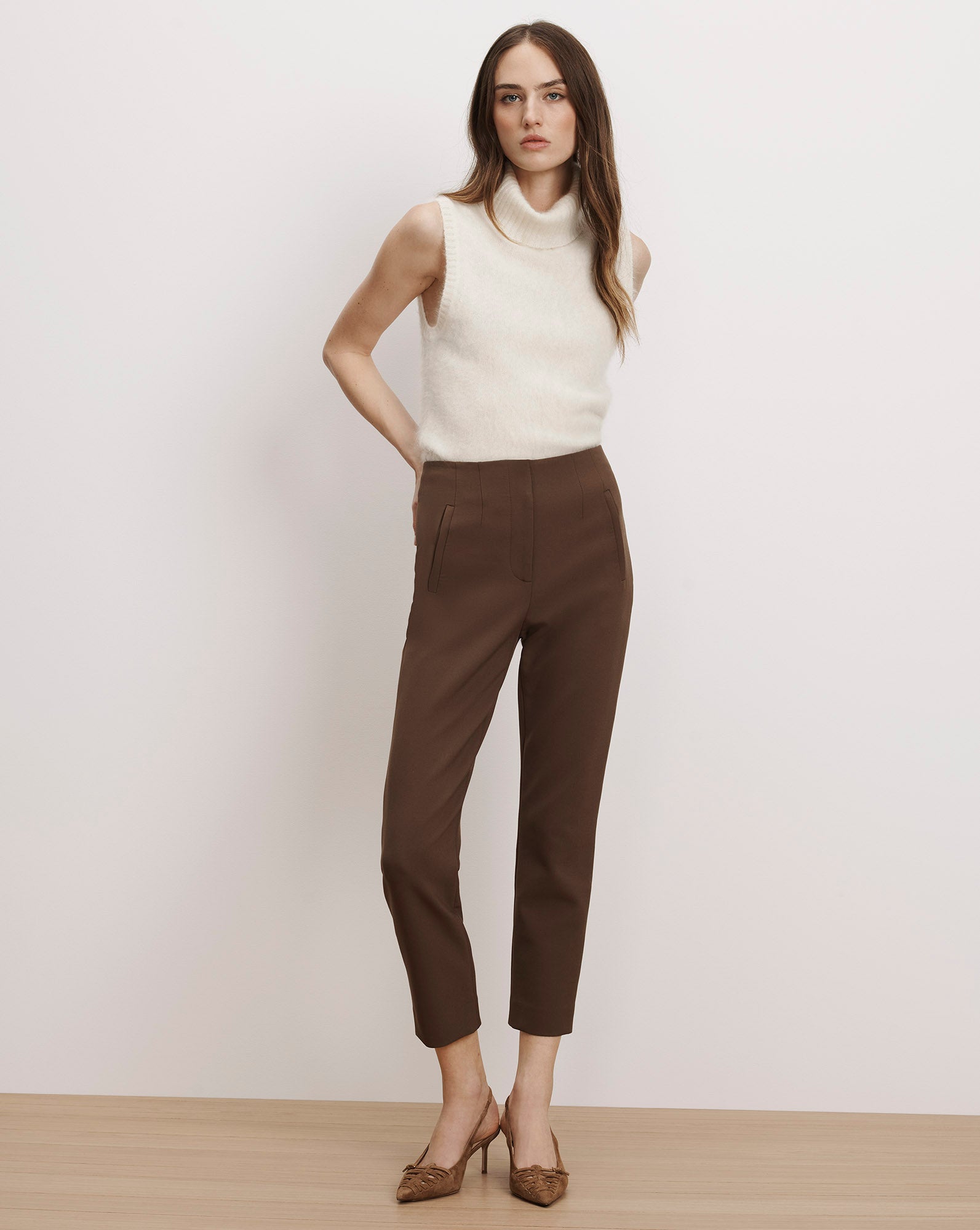 Veronica Beard Rashida Woven Slingback Heel - Chestnut