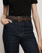 Veronica Beard Arch Leather Belt - Espresso