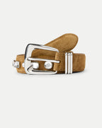 Veronica Beard Arch Suede Embellished Belt - Acorn