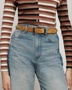 Veronica Beard Arch Suede Embellished Belt - Acorn