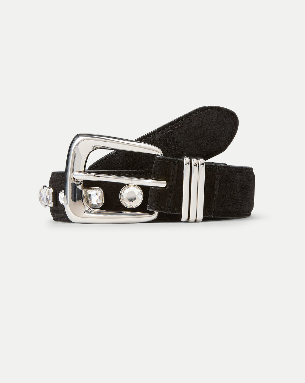 Veronica Beard Arch Suede Embellished Belt - Black