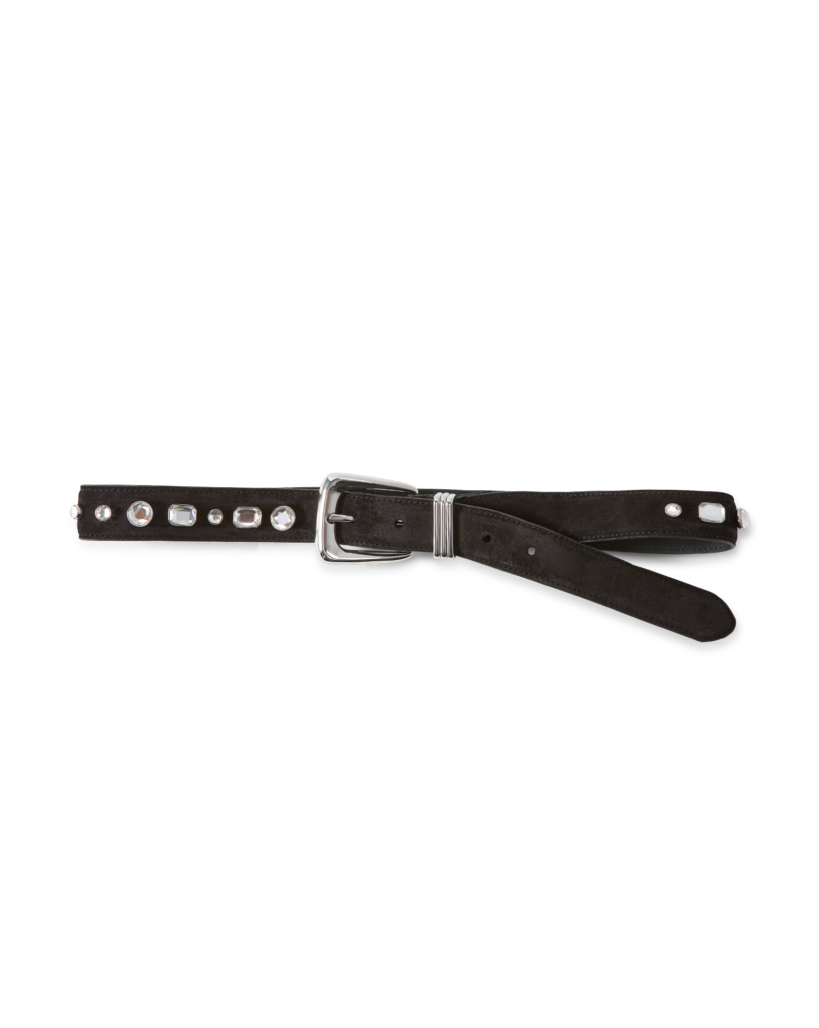 Veronica Beard Arch Suede Embellished Belt Black
