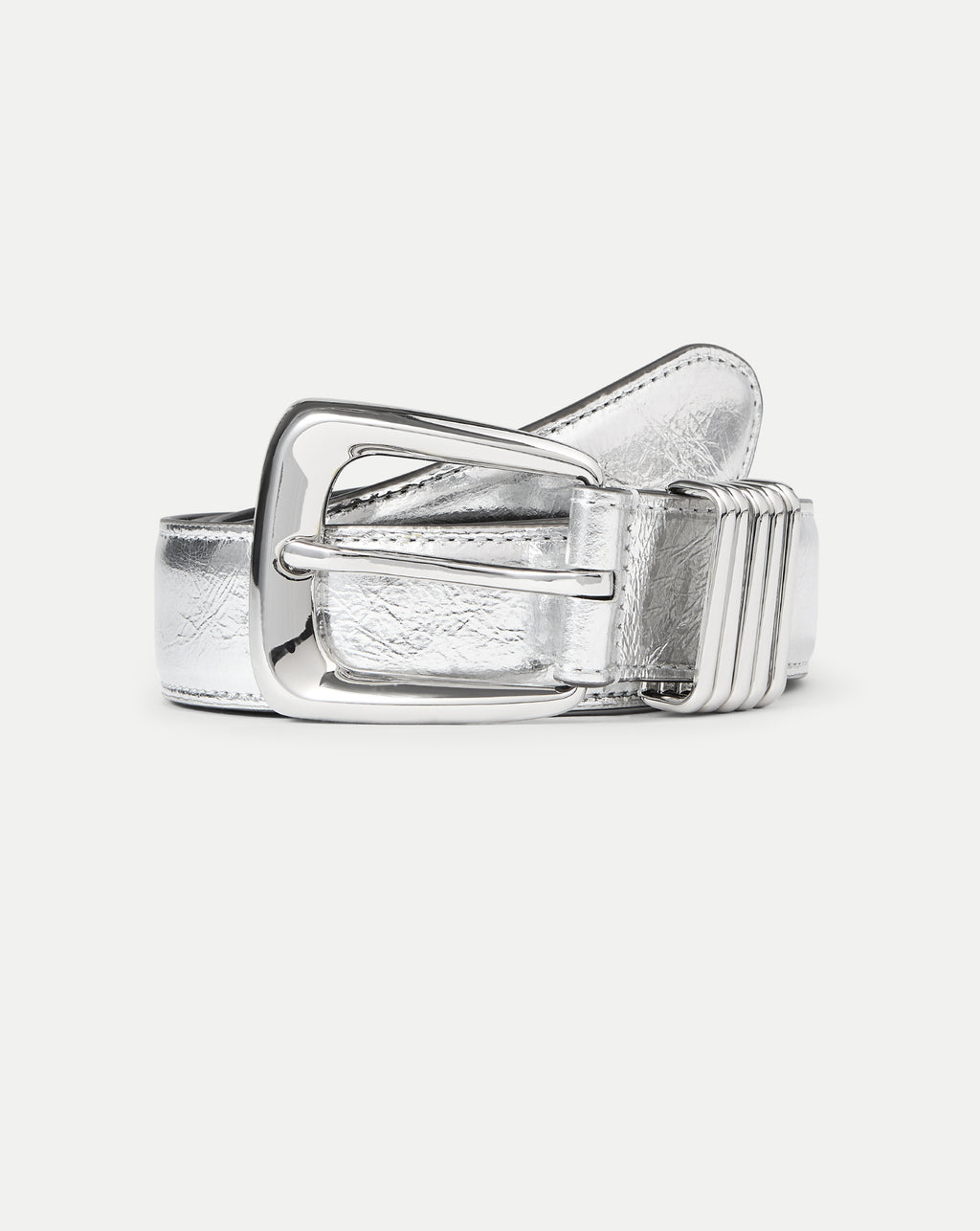 Veronica Beard Arch Leather Belt - Silver