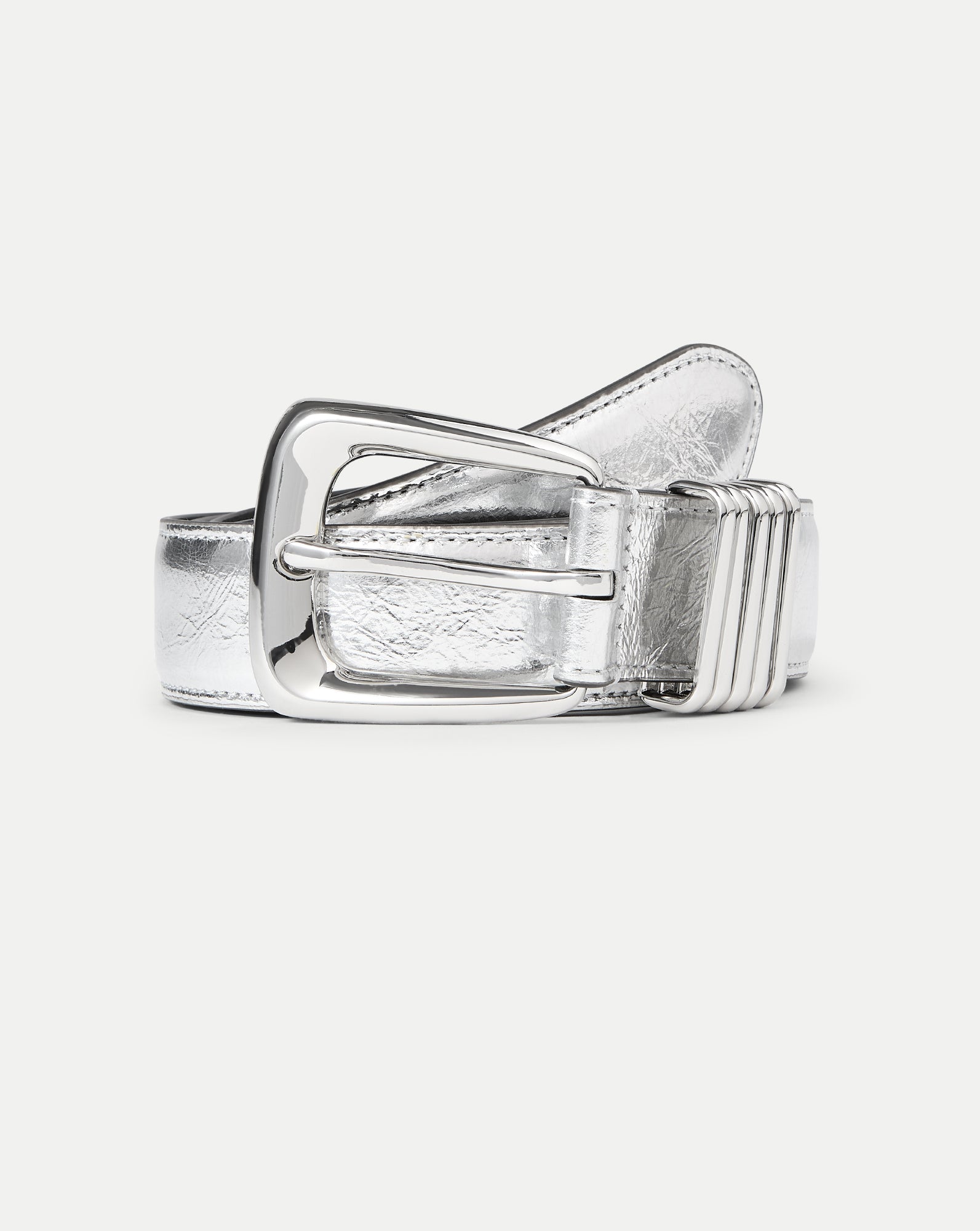 Veronica Beard Arch Leather Belt - Silver