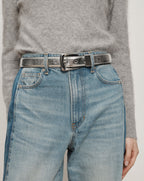 Veronica Beard Arch Leather Belt - Silver