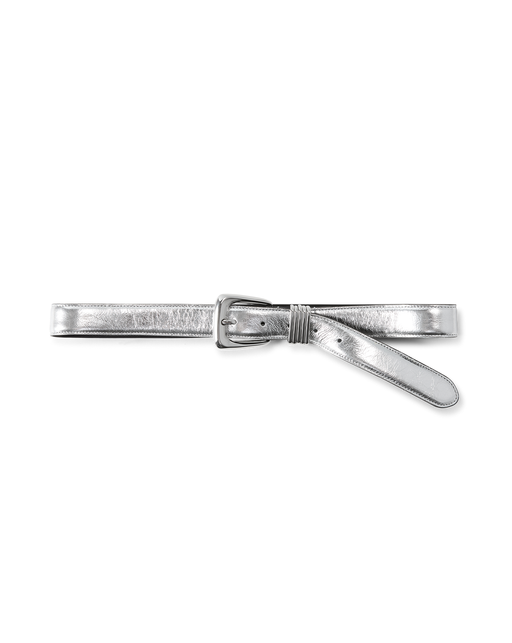 Veronica Beard Arch Leather Belt Silver
