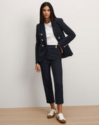 Veronica Beard Renzo Crest Button Pant - Navy/Gold