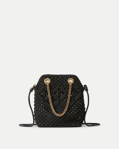 Veronica Beard Small Veronica Beard Macramé Slouch Bag - Black