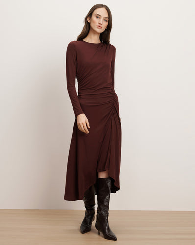 Veronica Beard Theodora Ruched Midi Dress - Raisin